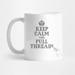 Keep Calm, Pull Threads Crosstitch in Black Mug